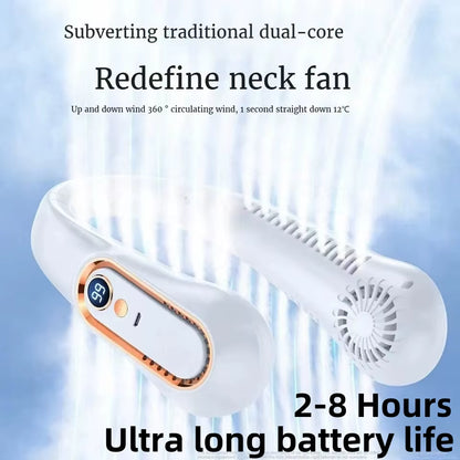8000Mah USB Hanging Neck Fan Portable Bladeless Mini Rechargeable Mute LED Digital Display Electric Air Cooler Handheld